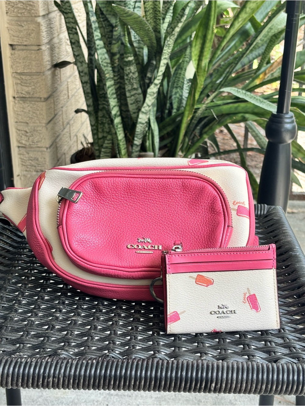 Coach Court Belt Bag Set Popsicle Print Chalk Multi Fanny Pack Crossbody Wallet